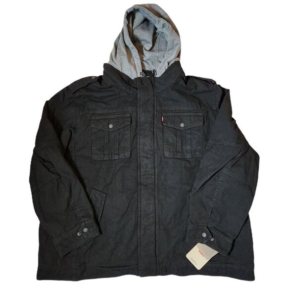 Levi’s Washed Cotton Military Jacket – Men’s 3XL, Black, Sherpa Lined, NWT - Picture 1 of 14